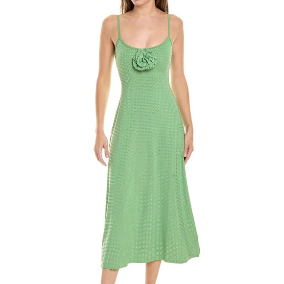 WeWoreWhat NWT Green Crystal Sleeveless Midi Slip Dress with Floral Detail - Picture 3 of 16